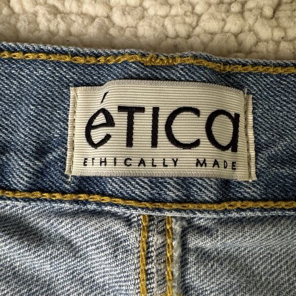 ETICA High Rise Straight Jeans LightWash Raw Cuff Size27 Cotton100% Minimalist - Picture 9 of 11